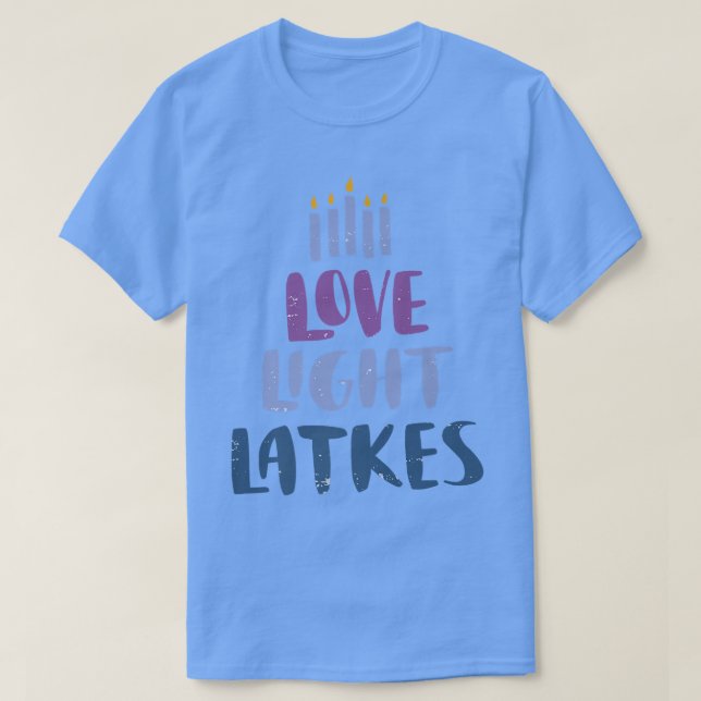 Camiseta Amor Engraçado Como Latkes Feliz Hanukkah (Frente do Design)