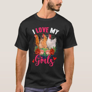 Camiseta Amor Engraçado Minhas Meninas Três Frangos Flores