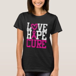 Camiseta Amor, Esperança Cura Fita rosa contra o câncer