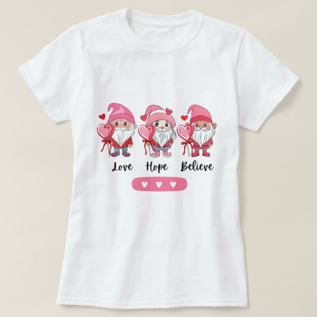 Camiseta Amor, esperança, doce Dia de os namorados (Frente do Design)