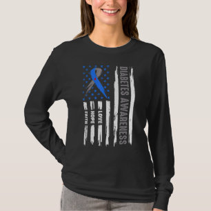 Camiseta Amor Esperança Fé Americana Diabetes Tipo 1 Sensib