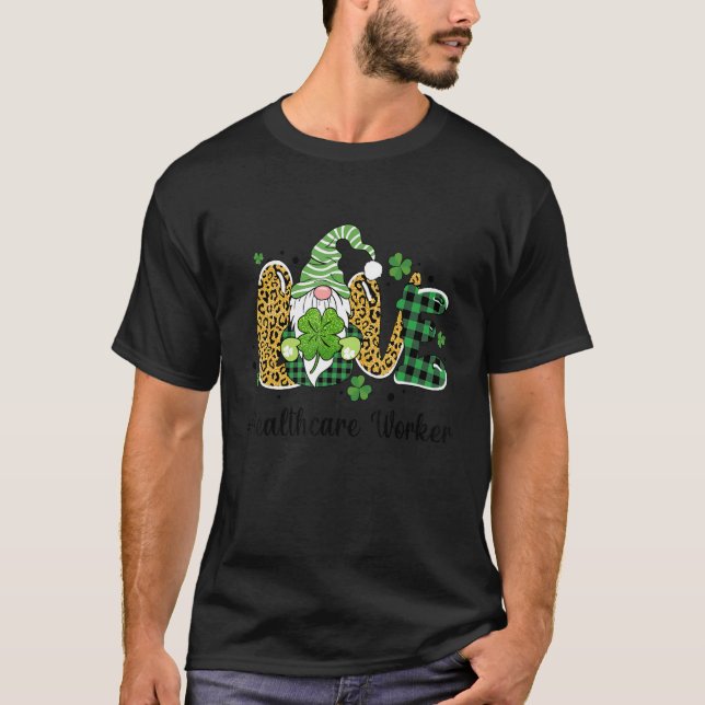 Camiseta Amor Estetoscópio Cardíaco Trabalhador de Saúde Ru (Frente)