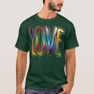 Camiseta AMOR Feliz Dia do Orgulho com Legal cor arco-íris