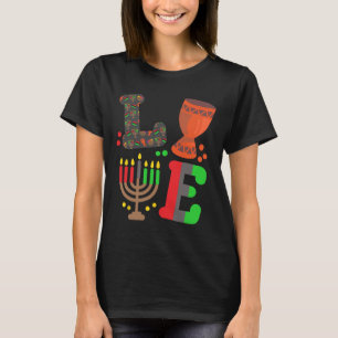 Camiseta Amor Feliz Kwanzaa Mapa Africano Kinara Velas Home