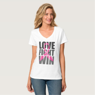 Camiseta AMOR FIGTH WIN Sobrevivência do Câncer da Mama