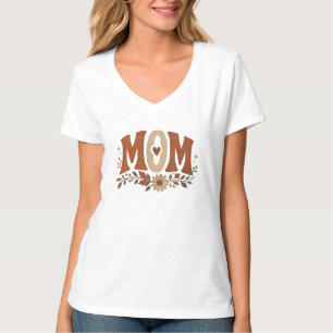 Camiseta Amor Floral de Outono para Mãe Rústica