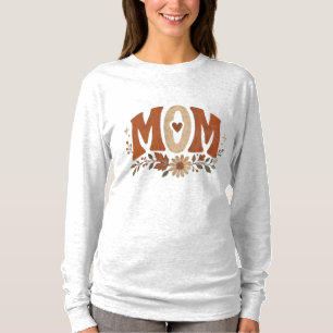 Camiseta Amor Floral de Outono para Mãe Rústica