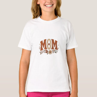 Camiseta Amor Floral de Outono para Mãe Rústica