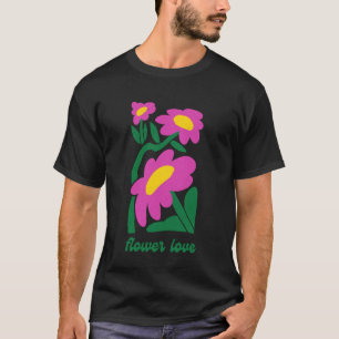 Camiseta Amor Floral Retro, Rosa, Estética de Jardim de Mar