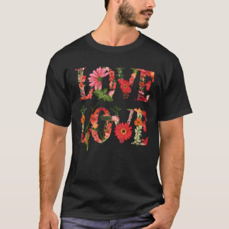 Camiseta Amor Floresce Jardim de Paixão Floral do Amor retr