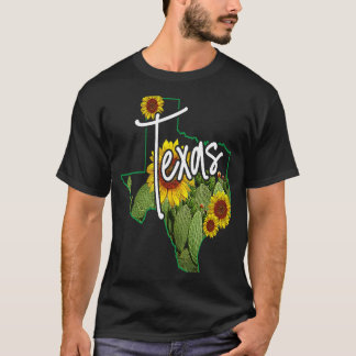 Camiseta Amor Fofo Cacto do Estado do Texas Girassol Amor B
