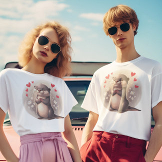 Camiseta amor fofo da lontra