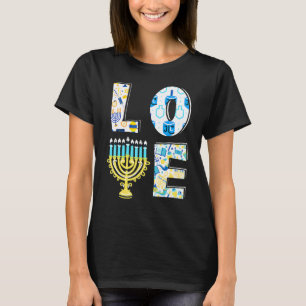 Camiseta Amor Fofo Hanukkah Chanukah Menorá Pijama Combinan