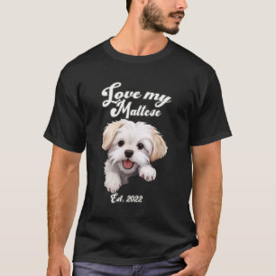 Camiseta Amor Fofo Meu Maltês Est. Design de Cachorro 2022