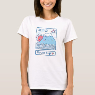 Camiseta Amor Fofo Monte Fuji, Montanha Sol e Ondas Japão