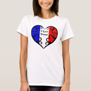 Camiseta Amor francês bonito France do coração   I