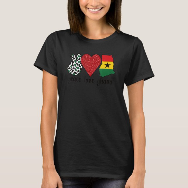 Camiseta Amor Gana Orgulha Gana Bandeira Gana Raízes de Gan (Frente)