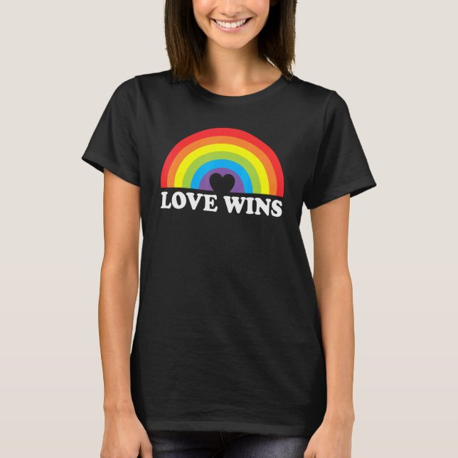 Camiseta Amor ganha LGBTQ Orgulho gay Rainbow Lésbica Ally  (Frente)