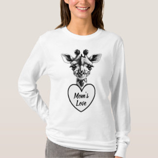 Camiseta Amor Girafa Coração com Sua Mensagem Personalizada