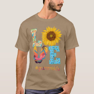 Camiseta AMOR Grammie Chinelos de vida Sunflower Summer Mot