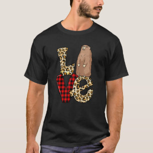 Camiseta Amor Groundhog Leopard Heart Happy Groundhog Day W