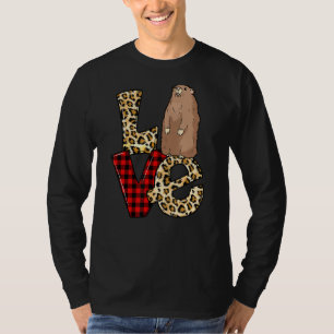 Camiseta Amor Groundhog Leopard Heart Happy Groundhog Day W