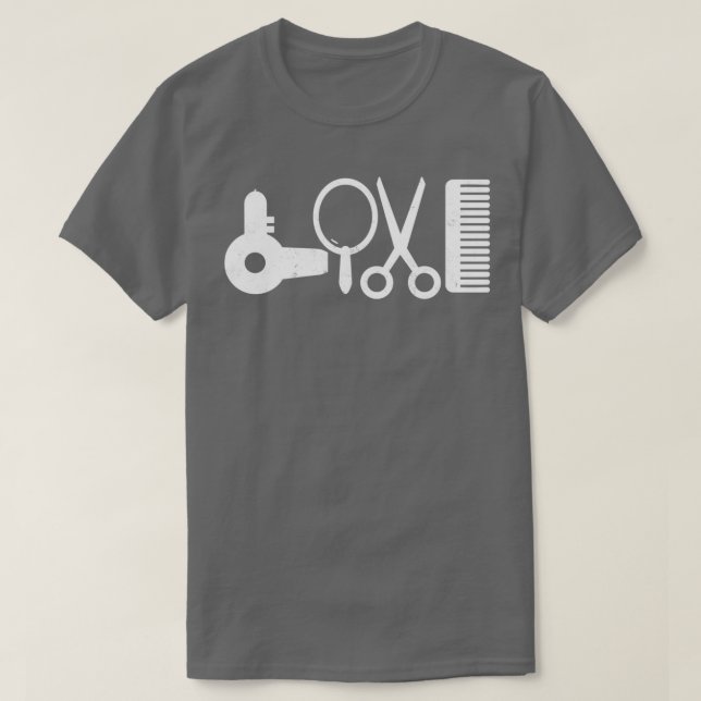 Camiseta Amor Hairstyyer Comb Scissors Funny Bar (Frente do Design)