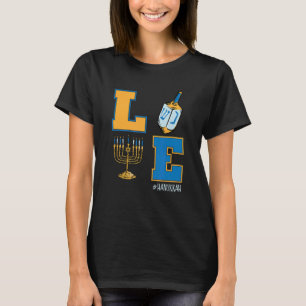 Camiseta Amor Hanukkah Cute Judeu Dreidel Menorah Hanukkah