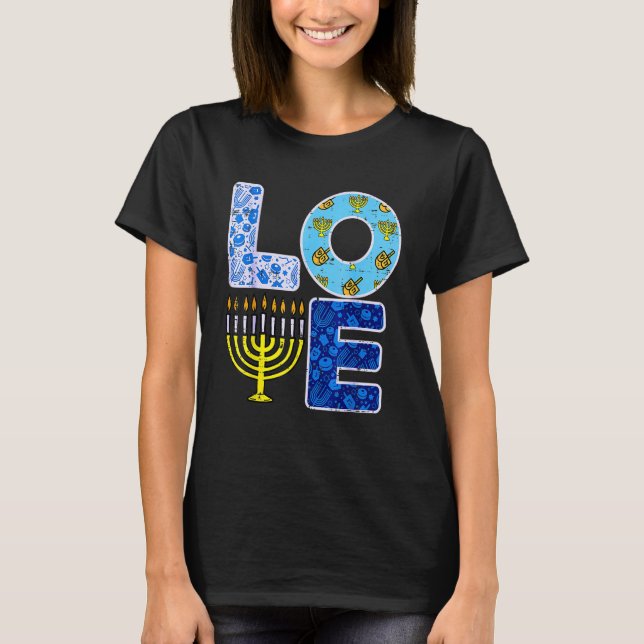 Camiseta Amor Hanukkiah Menorah Judeu Hanukkah Chanukah Men (Frente)