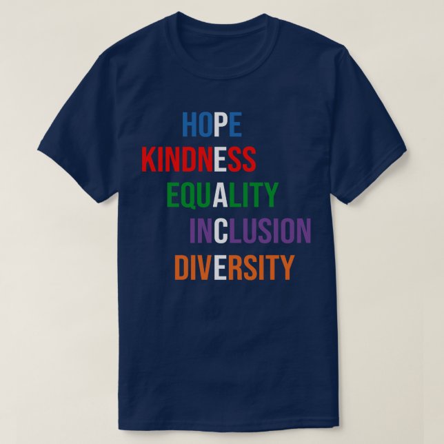 Camiseta Amor Igualdade de Paz Inclusão bondade 1 (Frente do Design)