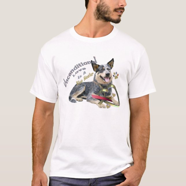 Camiseta Amor incondicional azul de Heeler (Frente)