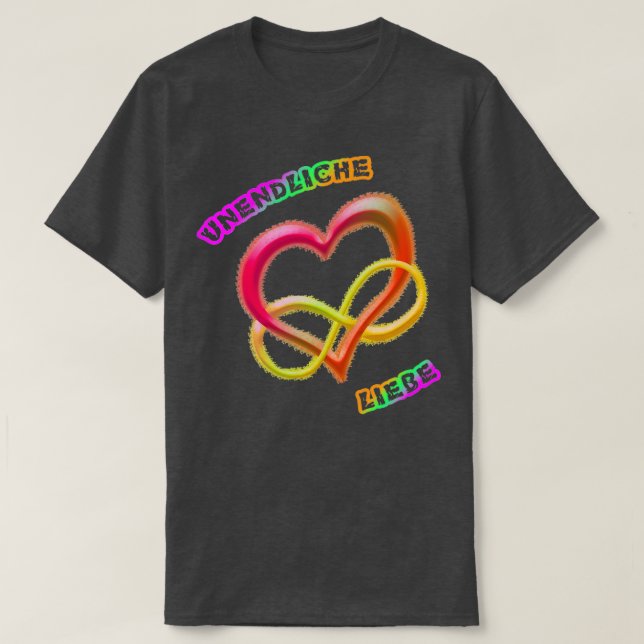 Camiseta Amor infinito em 2 cores de arco-íris (Frente do Design)