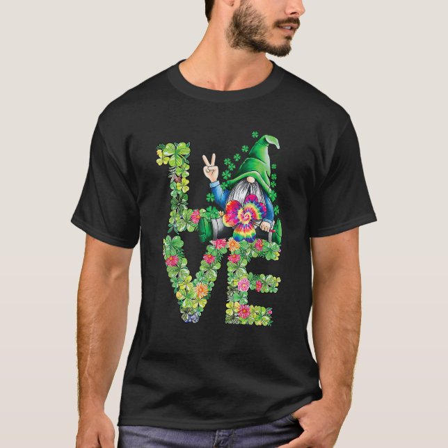 Camiseta Amor Irlandês Gnomo Tie Dye Shamrock Rua Patrick D (Frente)