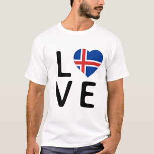 Camiseta Amor - Islândia Flag
