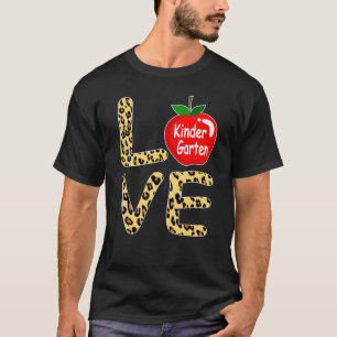 Camiseta Amor Jardim De Infância Leopard De Volta À Escola