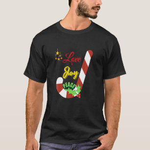 Camiseta Amor Joy Peace Candy Cane Star Long Slee