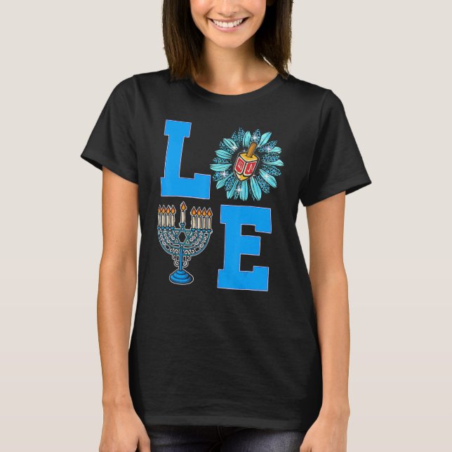 Camiseta Amor judia Daisy Hanukkah Chanukah Mulheres Menina (Frente)