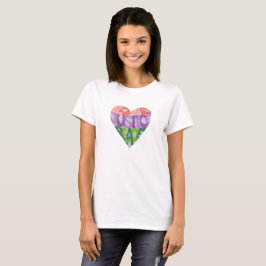 Camiseta Amor, justiça, paz - o T das mulheres