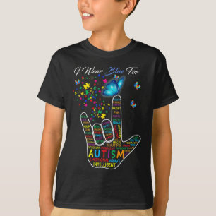 Camiseta Amor Linguagem De Sinais Eu Visto Azul Para Autism