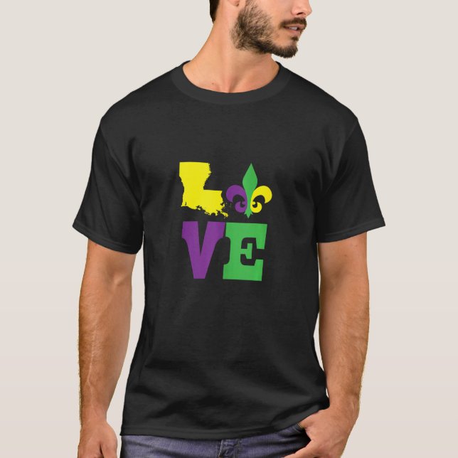 Camiseta Amor Louisiana Mardi Gras Cute T Shirt Fleur De Li (Frente)