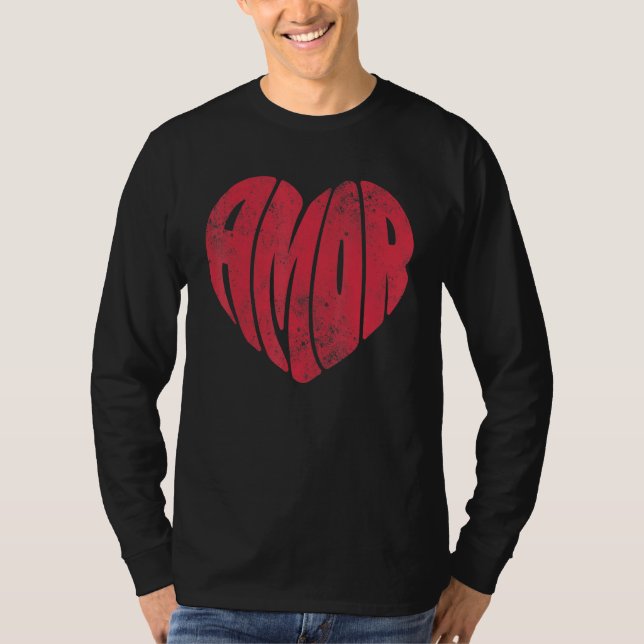 Camiseta AMOR Love Valentine's Day Retro Groovy Valentine H (Frente)