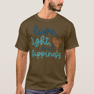 Camiseta Amor Luz e Felicidade Hanukkah Menorah Judeu H