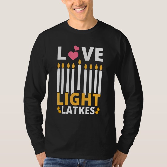 Camiseta Amor Luz Trava Hanukkah Chanukah Homens Judeus Que (Frente)