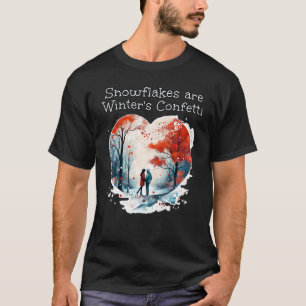 Camiseta Amor mágico de inverno com flocos de neve Confetti