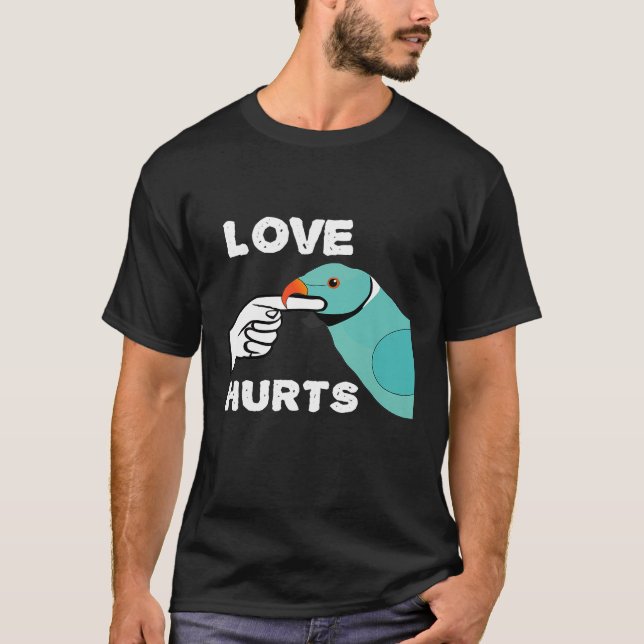 Camiseta Amor Magoa Azul Ringneck Parrot Premium T-S (Frente)
