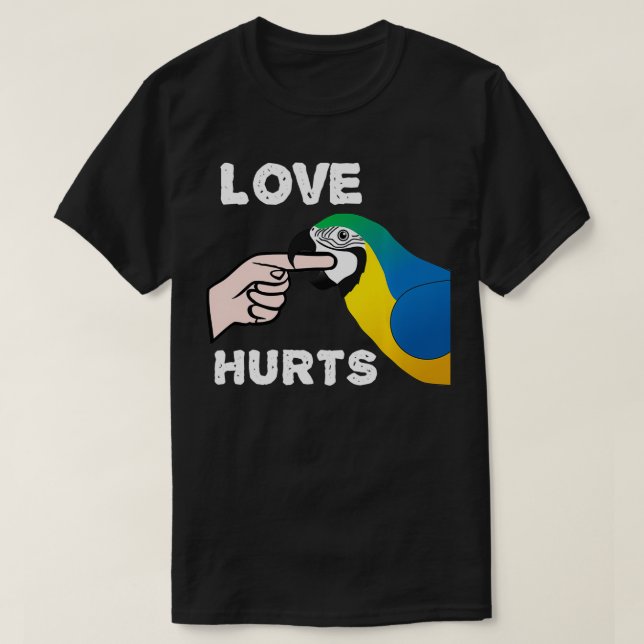Camiseta Amor Magoa Papagaio Azul e Dourado (Frente do Design)