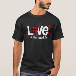 Camiseta AMOR Mamaw Life Buffalo Xadrez Red Flannel Heart V