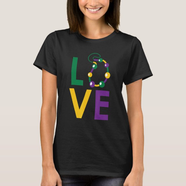 Camiseta Amor Mardi Gras Carnival Mask New Orleans Louisian (Frente)
