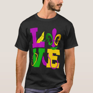 Camiseta AMOR Mardi Gras Mardi Gras Miçanga Fleur De Lys