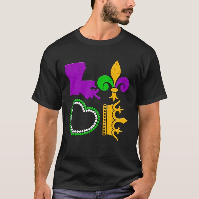 Camiseta AMOR Mardi Gras Mardi Gras Yall Fleur De Lys Cost (Frente)
